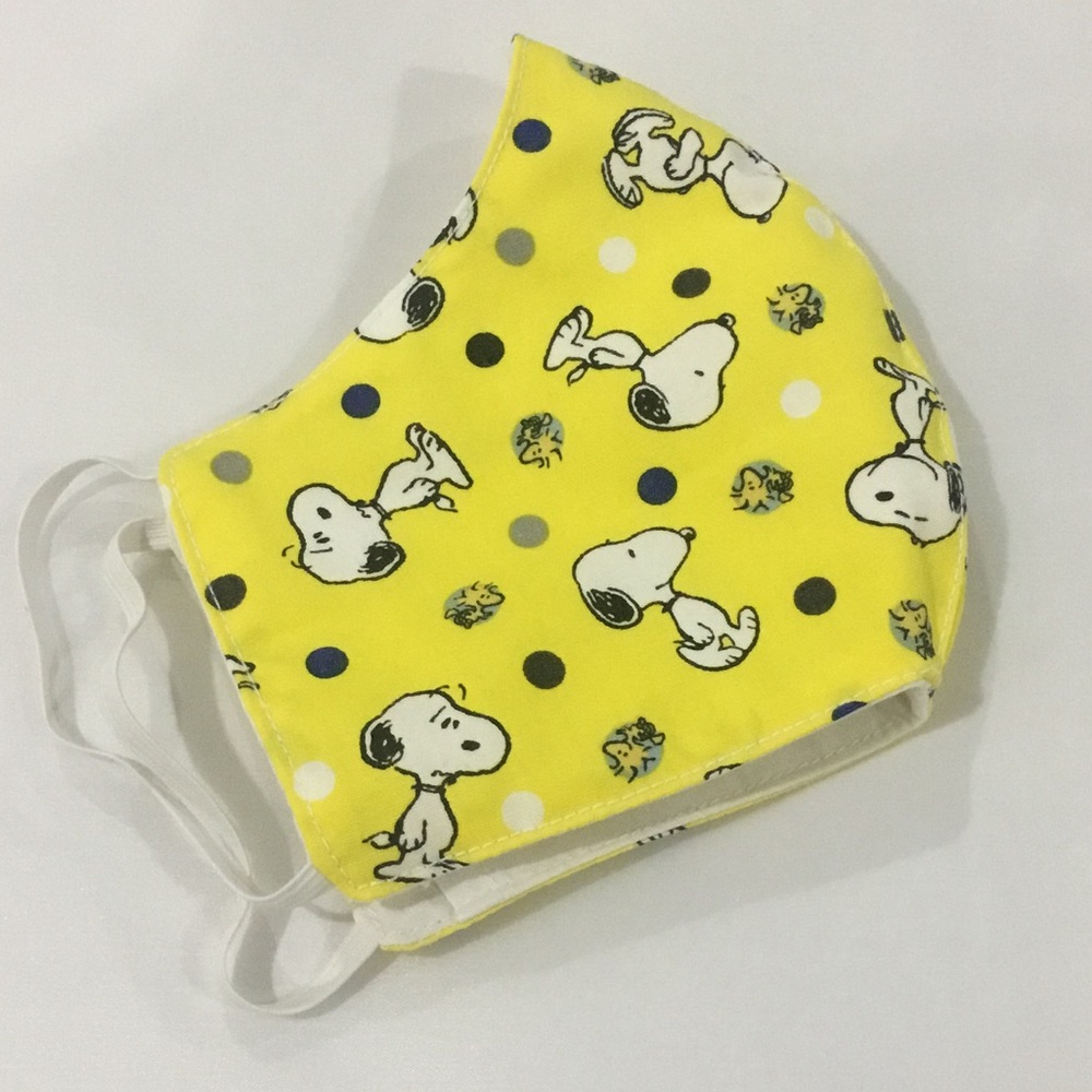 Adult face mask handmade yellow snoopy print